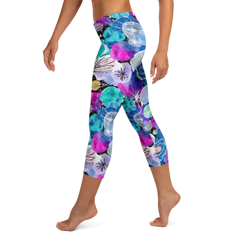 Stellar Bouquet on Capri Leggings — Left