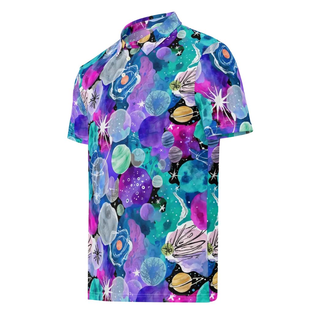 Stellar Bouquet on Men's Slim Fit Polo Shirt — Left Front