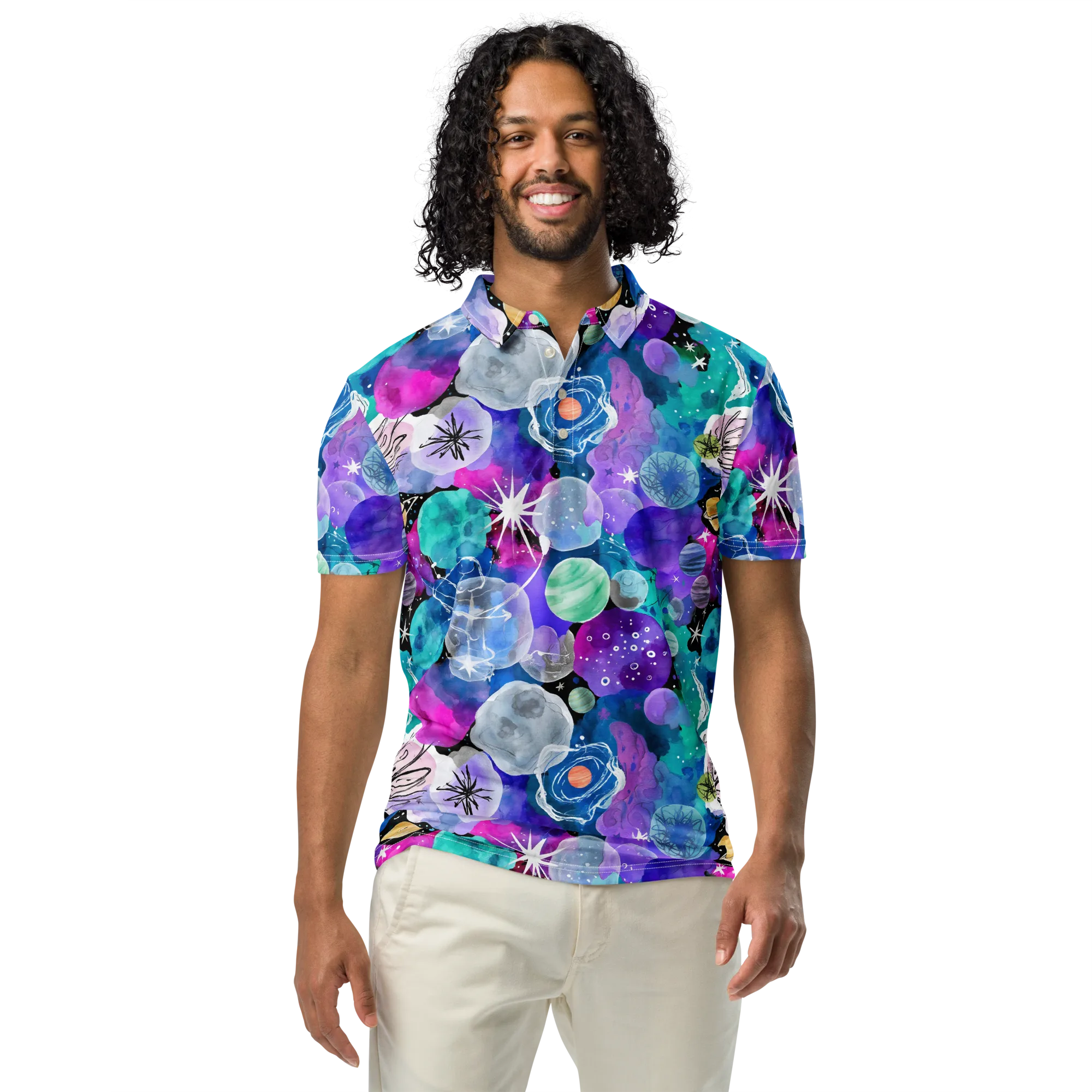 Stellar Bouquet on Men's Slim Fit Polo Shirt — Front