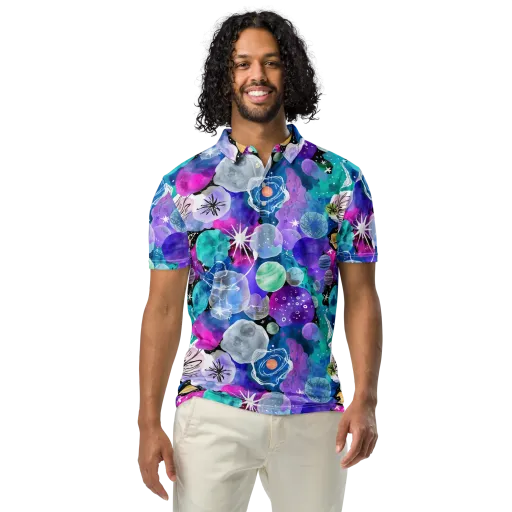 Stellar Bouquet on a Men's Slim Fit Polo Shirt