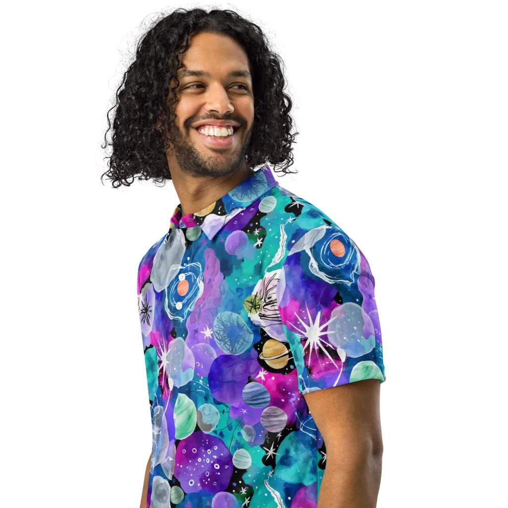 Stellar Bouquet on Men's Slim Fit Polo Shirt — Left Front