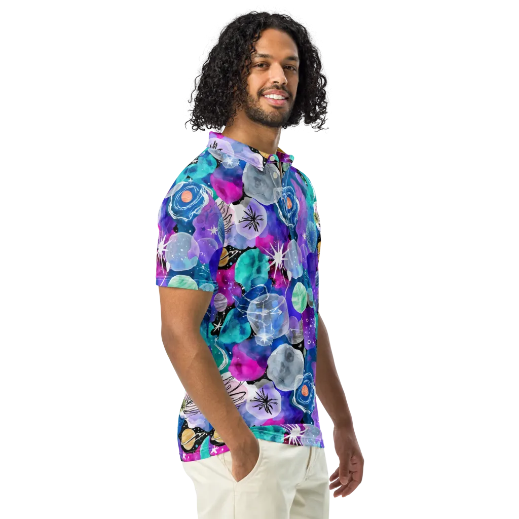 Stellar Bouquet on Men's Slim Fit Polo Shirt — Right Front