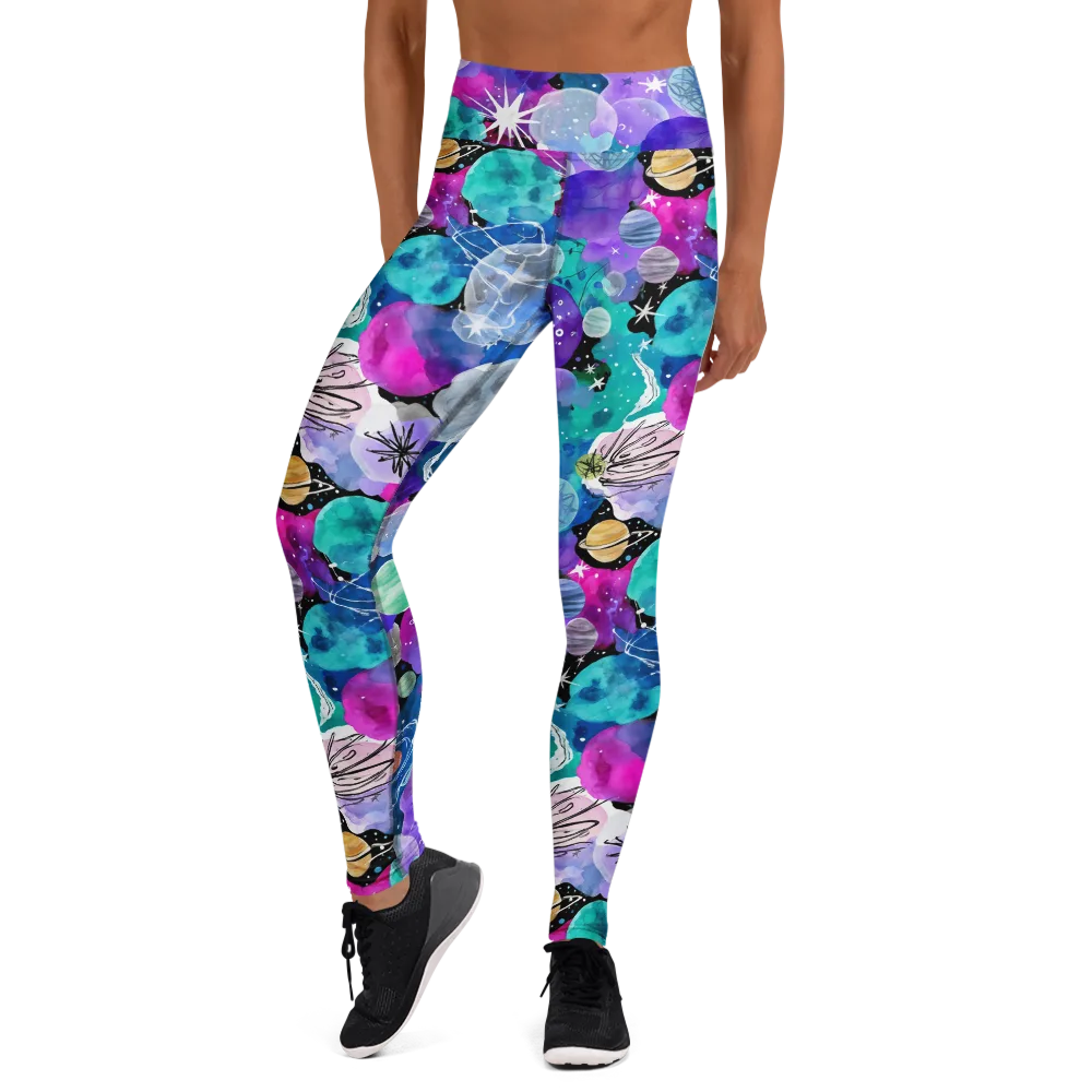 Stellar Bouquet on Yoga Leggings — Front
