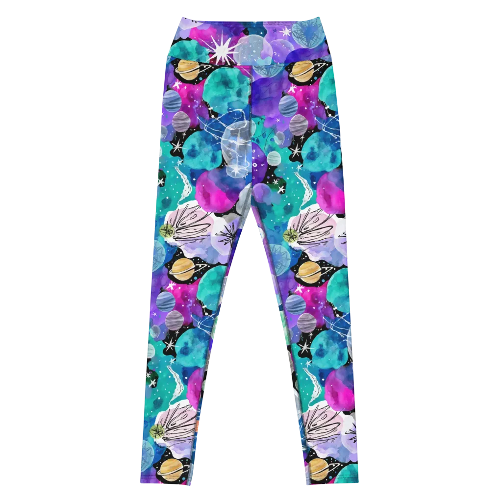 Stellar Bouquet on Yoga Leggings — Front