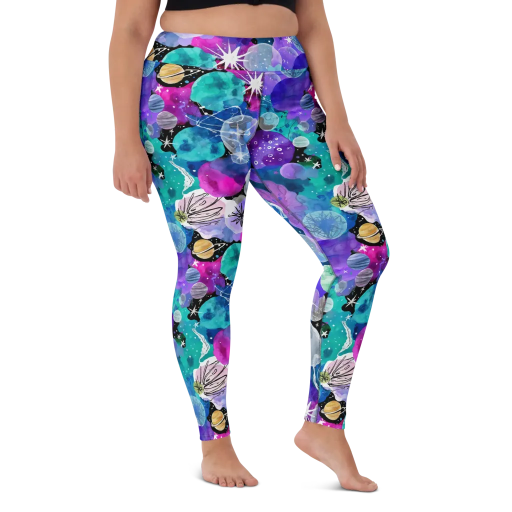Stellar Bouquet on Yoga Leggings — Front