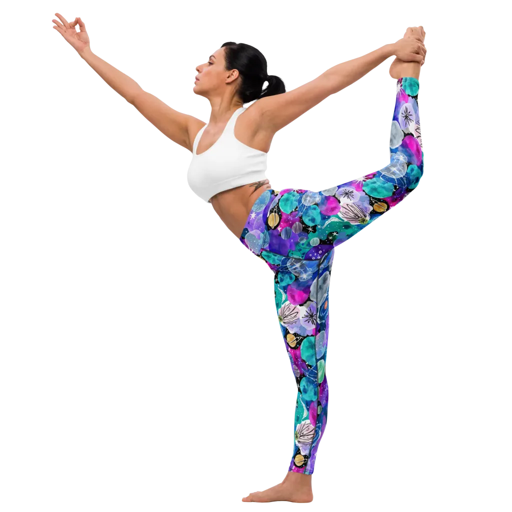 Stellar Bouquet on Yoga Leggings — Left