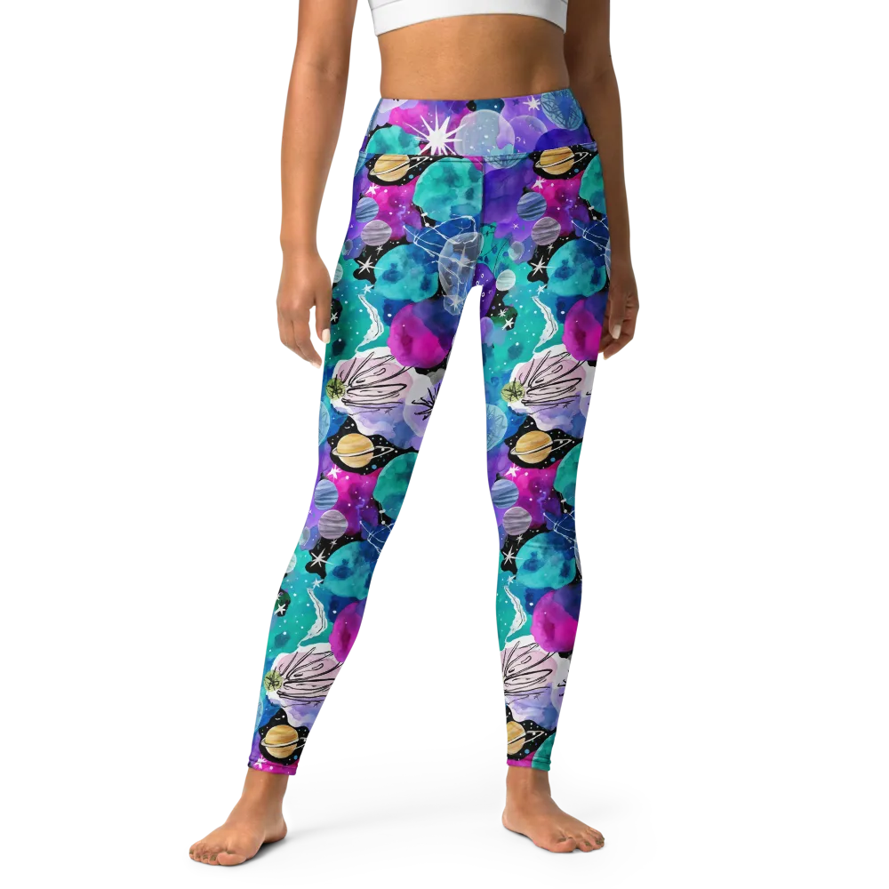 Stellar Bouquet on Yoga Leggings — Front