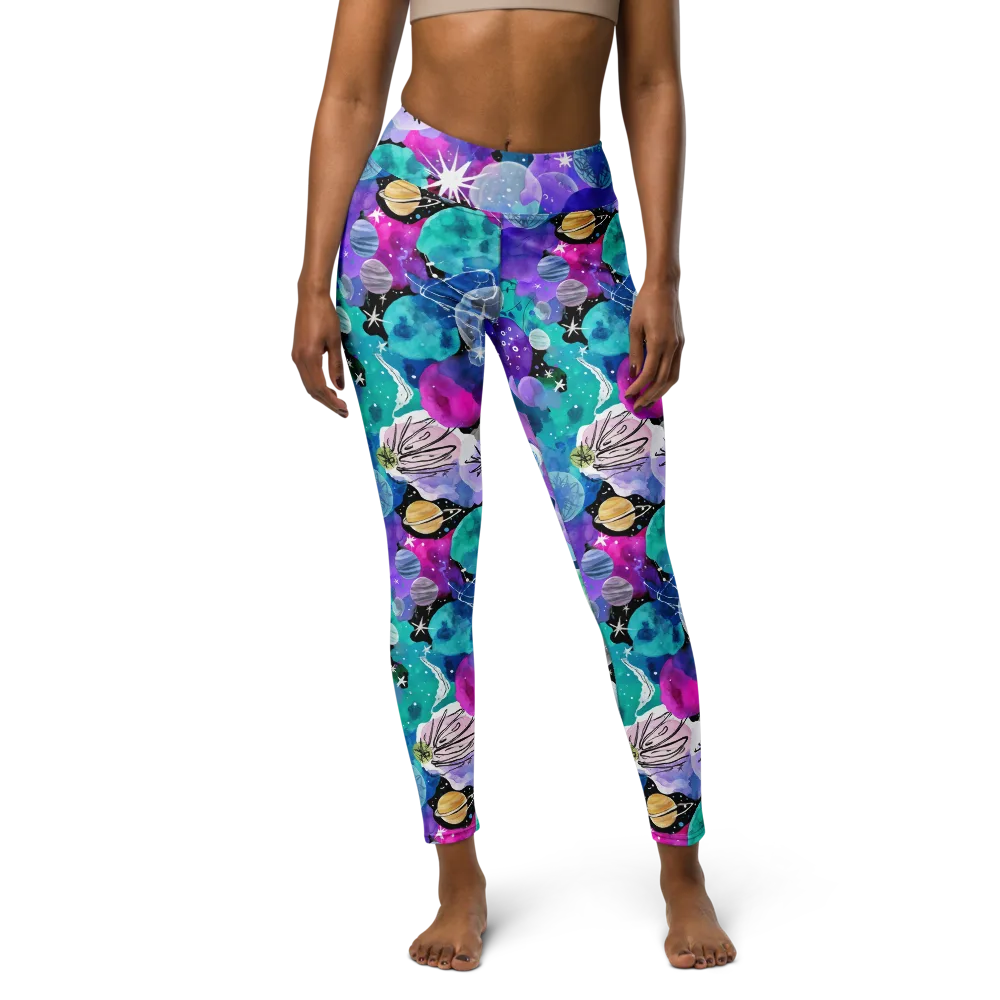 Stellar Bouquet on Yoga Leggings — Front