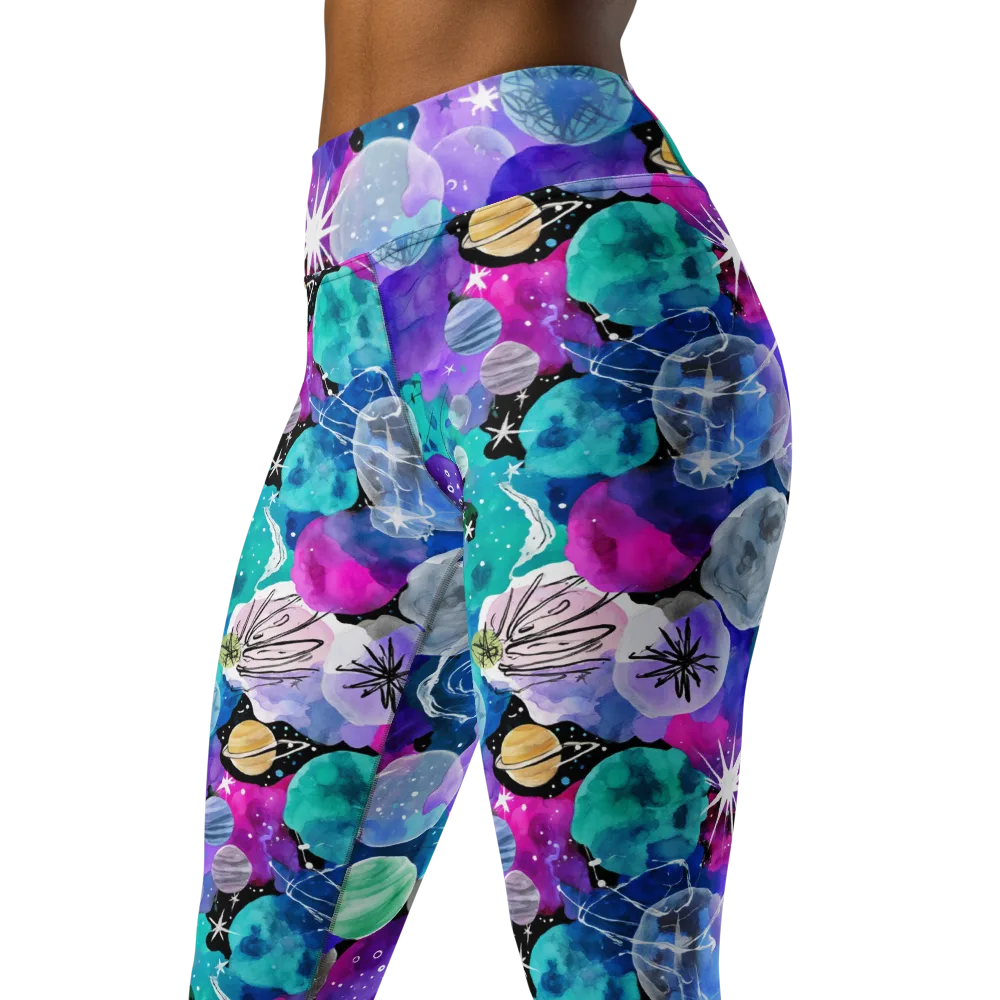 Stellar Bouquet on Yoga Leggings — Left Front