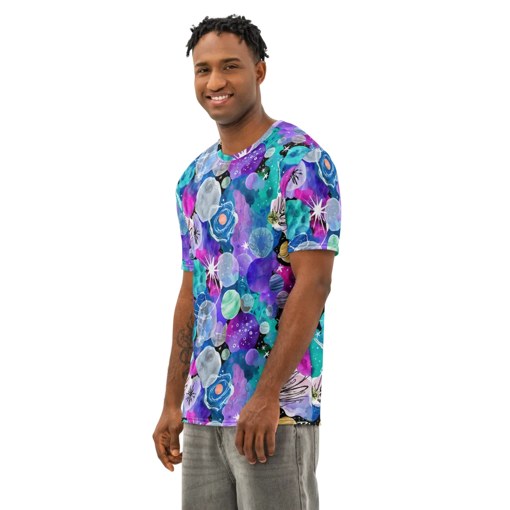 Stellar Bouquet on Men's Cotton Crew Neck T-Shirt — Left Front