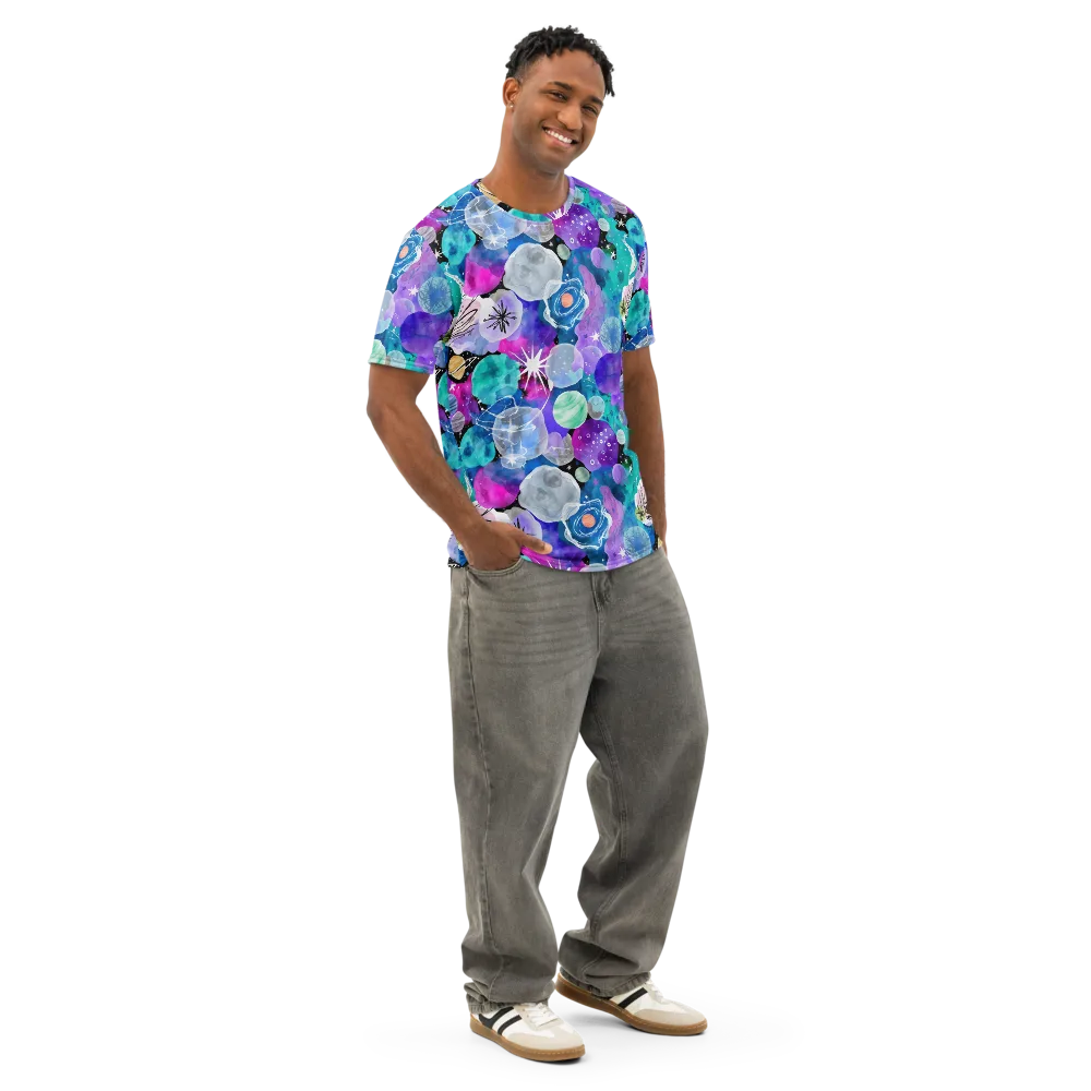 Stellar Bouquet on Men's Cotton Crew Neck T-Shirt — Right Front