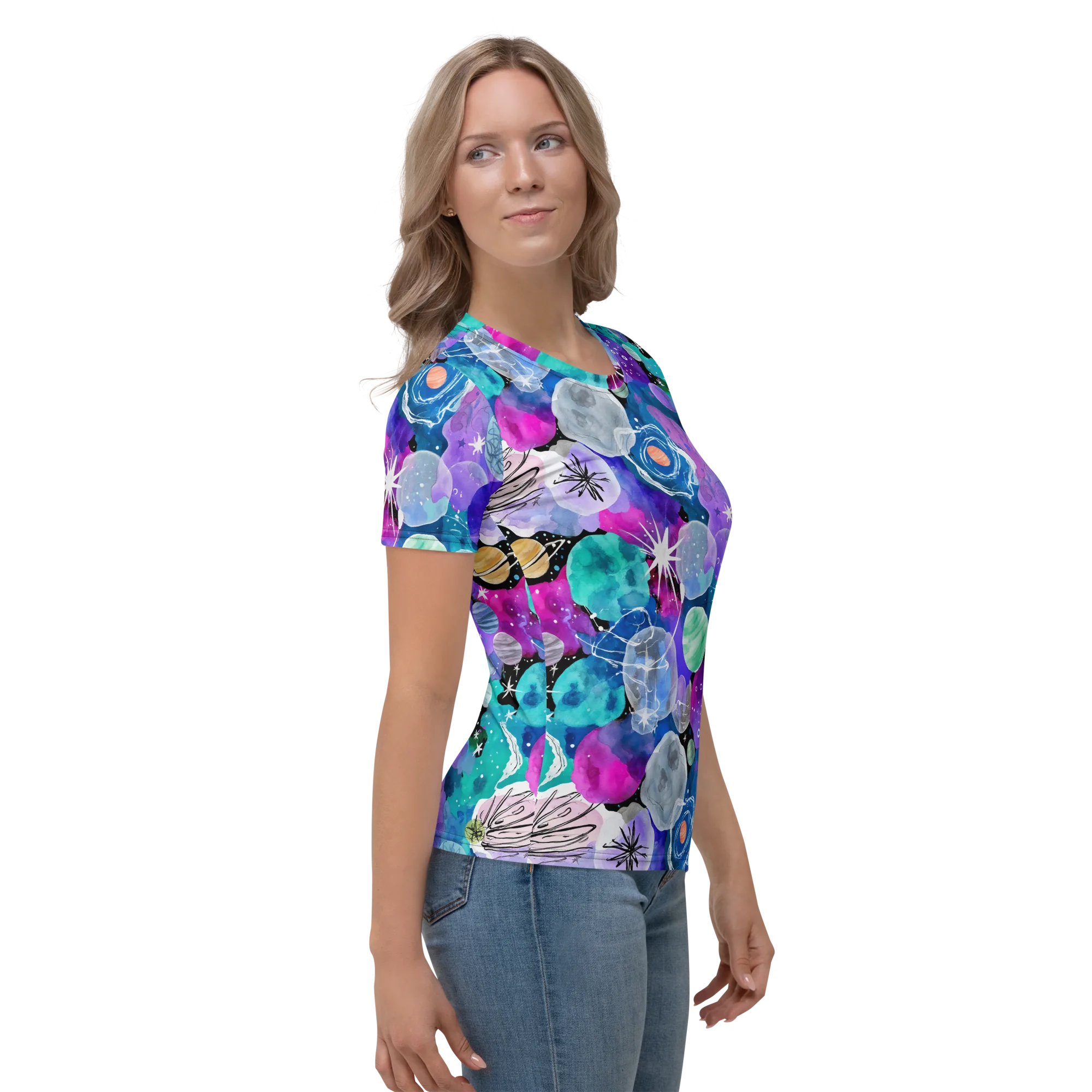 Stellar Bouquet on Women's Crew Neck T-Shirt — Right