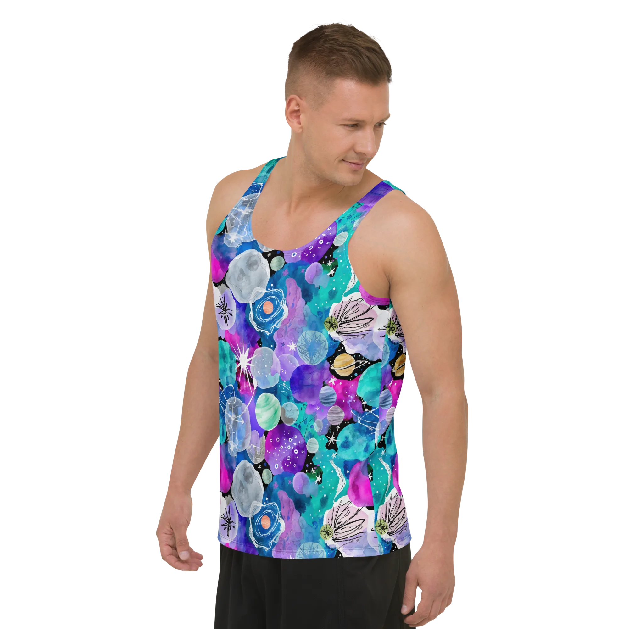Stellar Bouquet on Men's Tank Top — Left Front