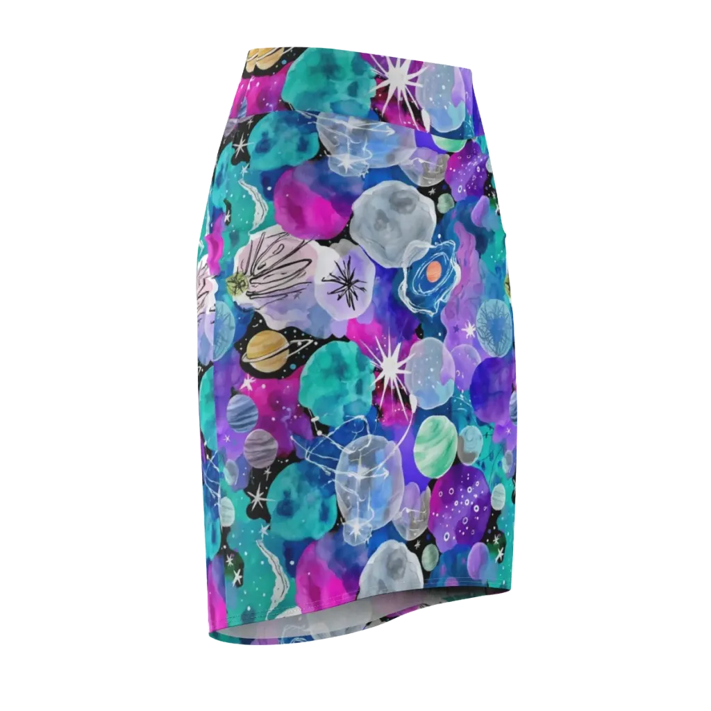 Stellar Bouquet on Pencil Skirt — Front Side