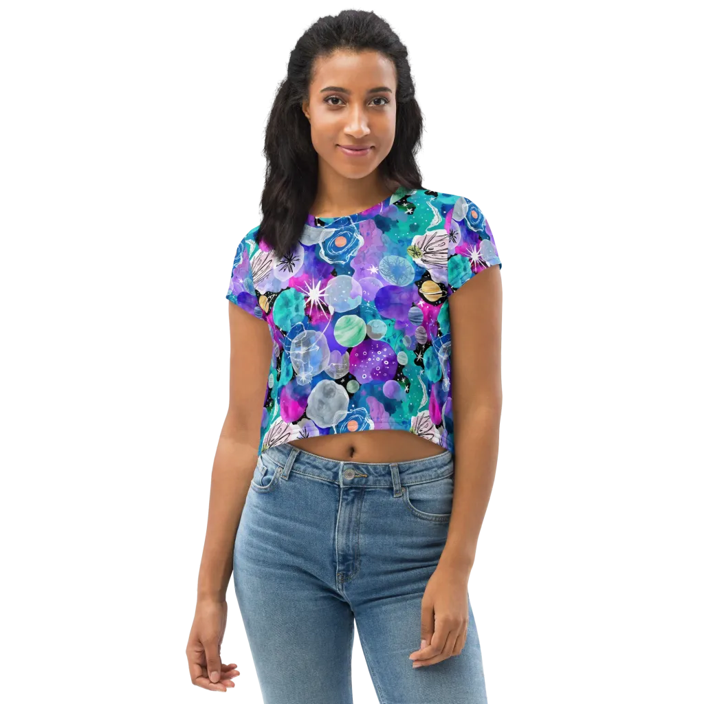 Stellar Bouquet on Crop Tee — Front