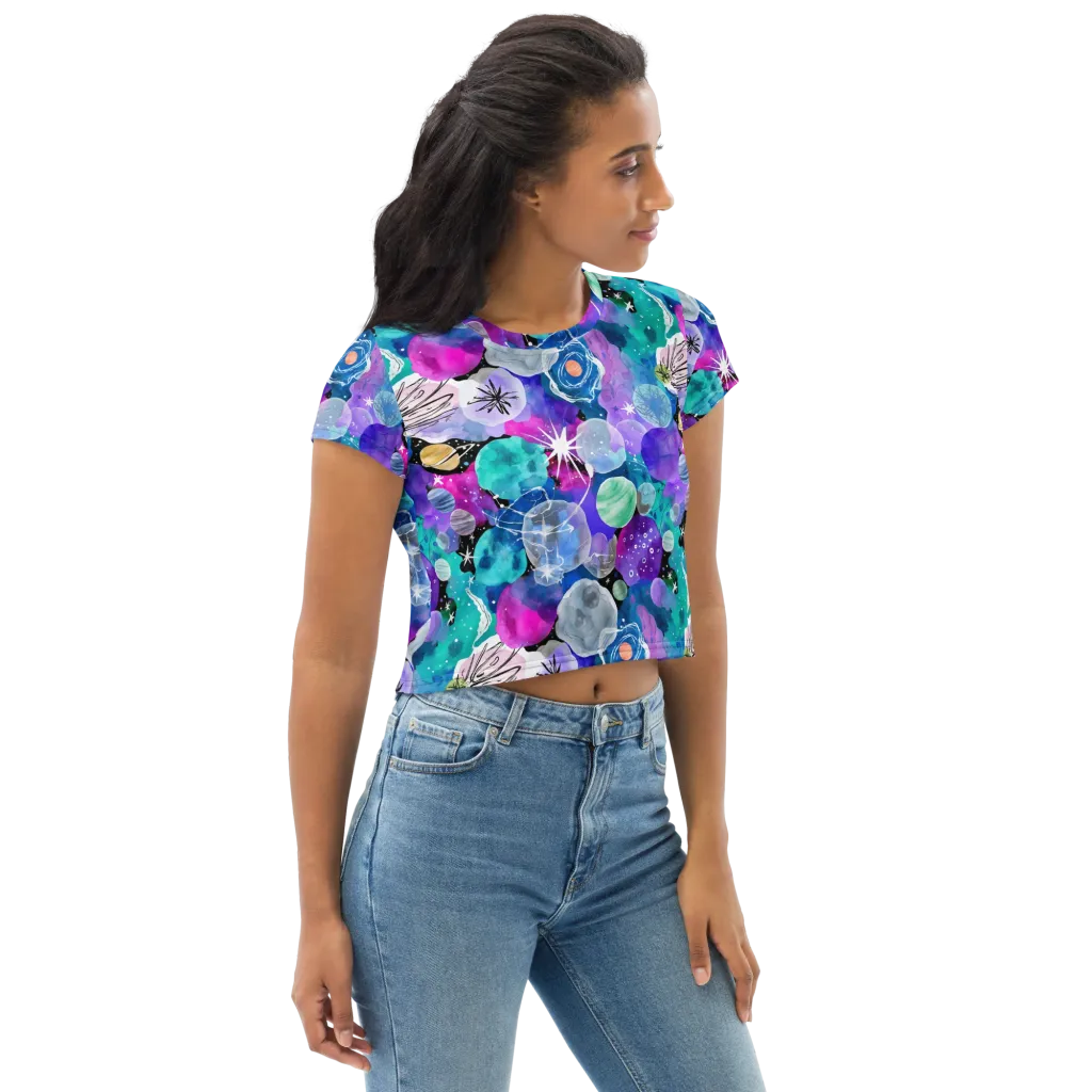 Stellar Bouquet on Crop Tee — Right Front