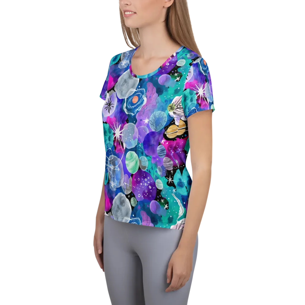 Stellar Bouquet on Women's Athletic T-Shirt — Left