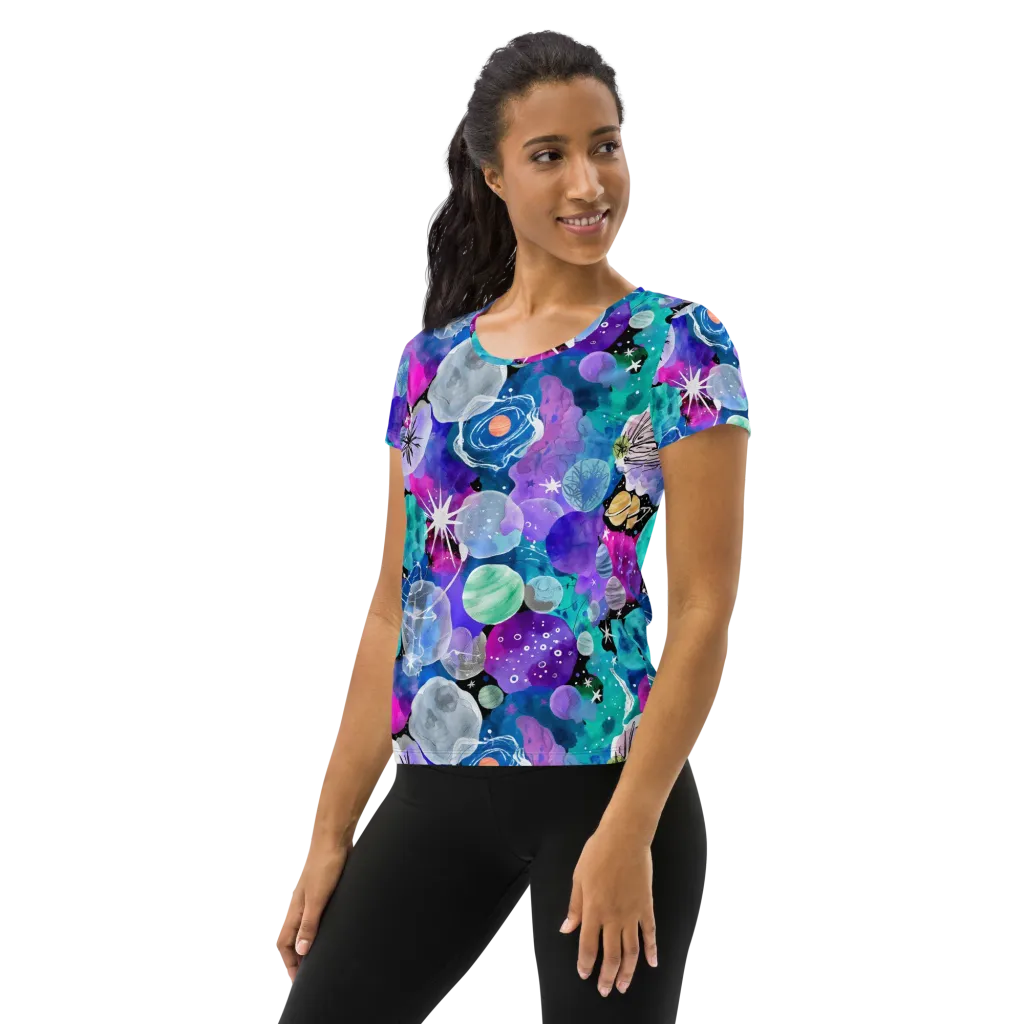 Stellar Bouquet on Women's Athletic T-Shirt — Left