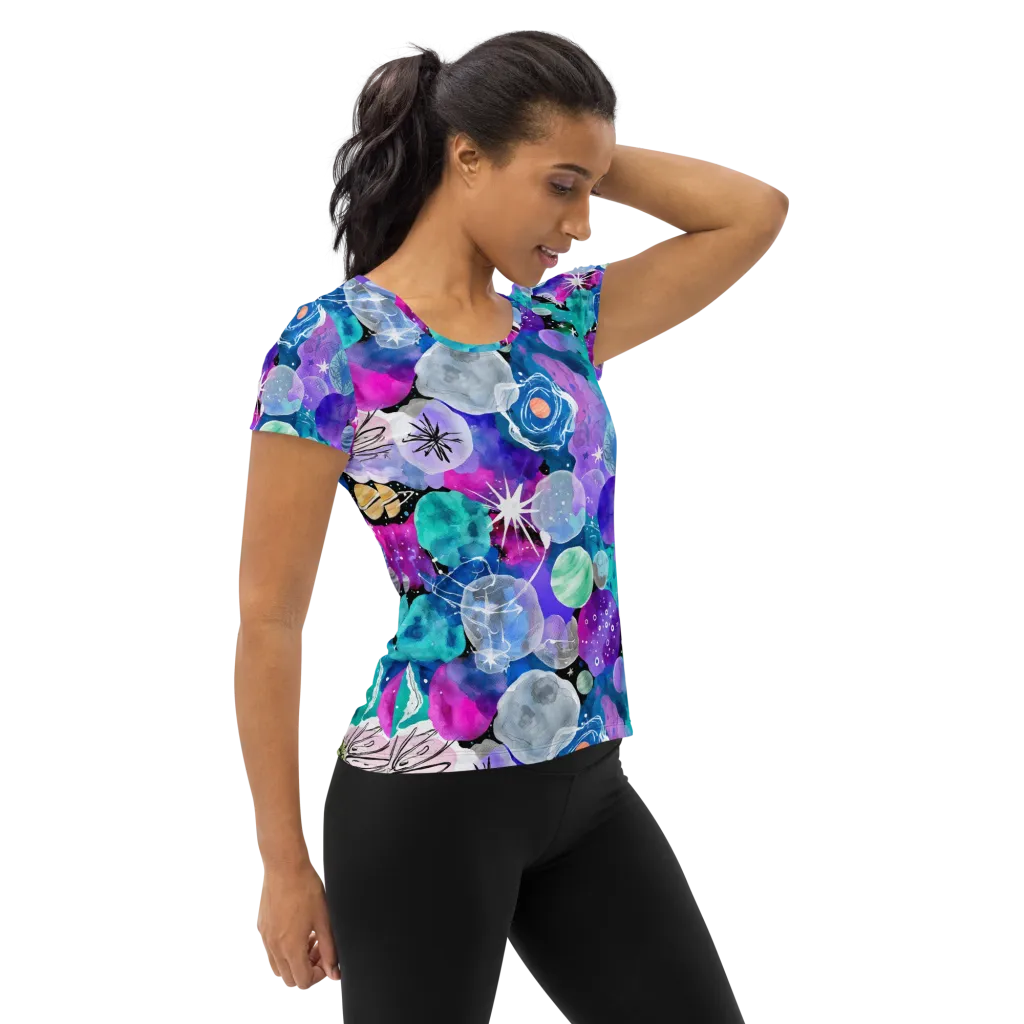 Stellar Bouquet on Women's Athletic T-Shirt — Right