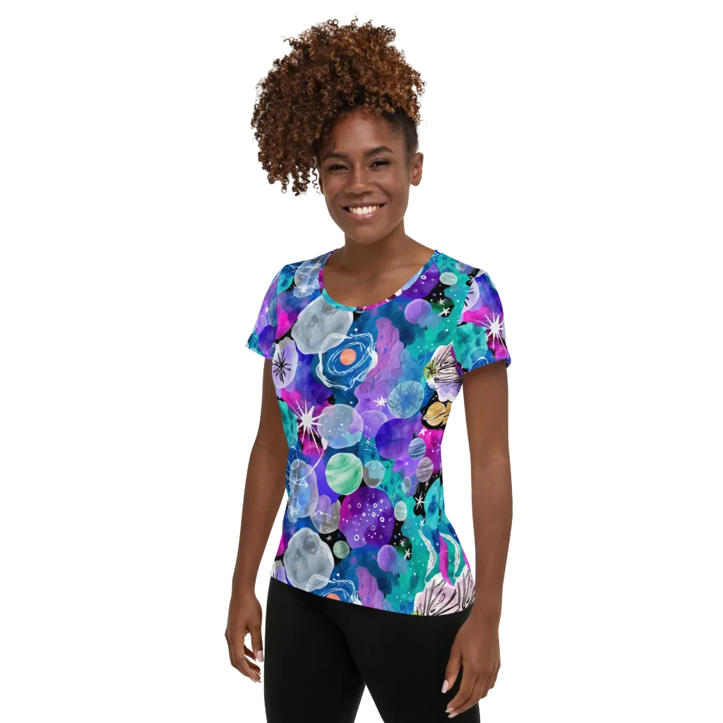Stellar Bouquet on Women's Athletic T-Shirt — Left