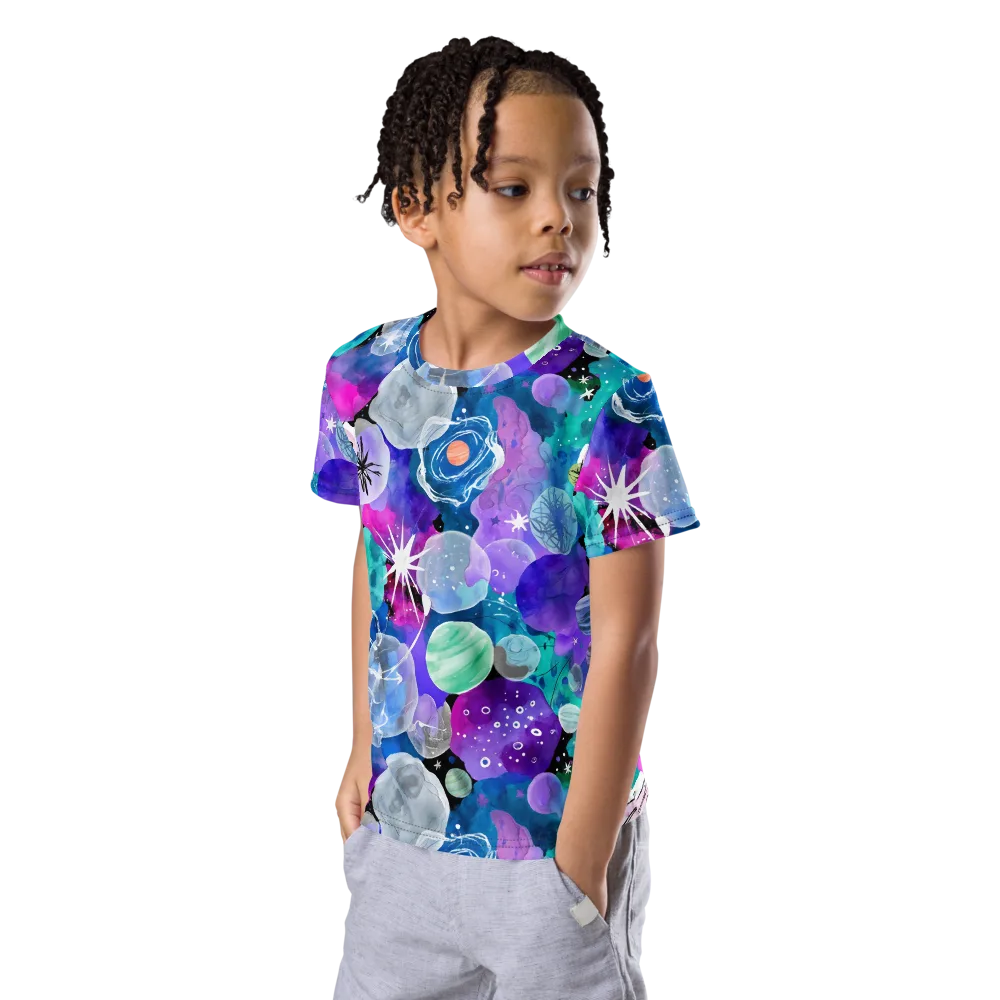 Stellar Bouquet on Kids Crew Neck T-Shirt — Left Front