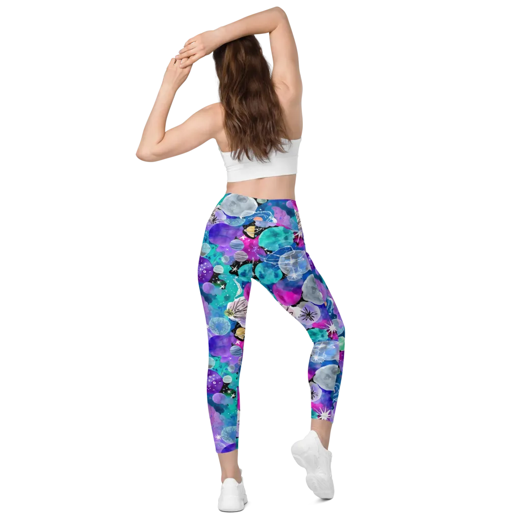 Stellar Bouquet on Leggings with Pockets — Back