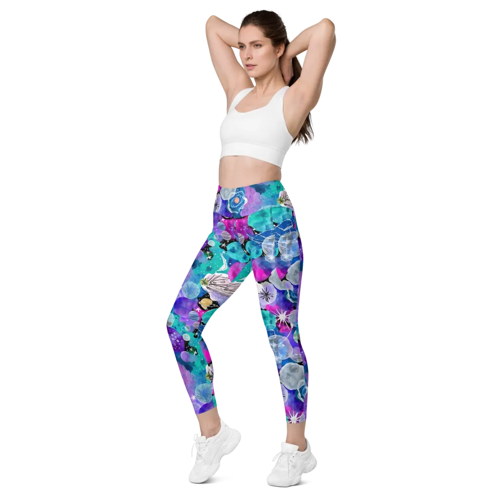 Stellar Bouquet on Leggings with Pockets — Left Front