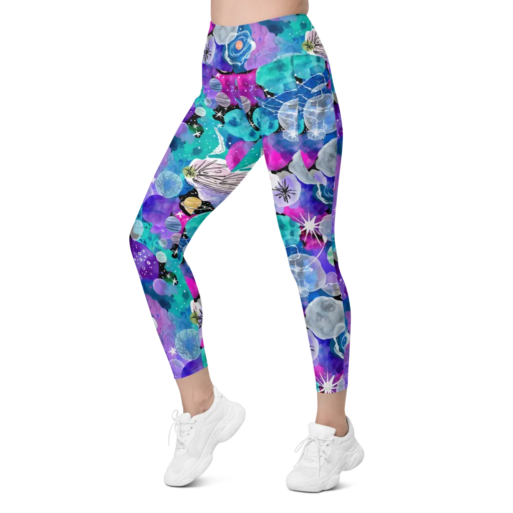 Stellar Bouquet on Leggings with Pockets — Left Front