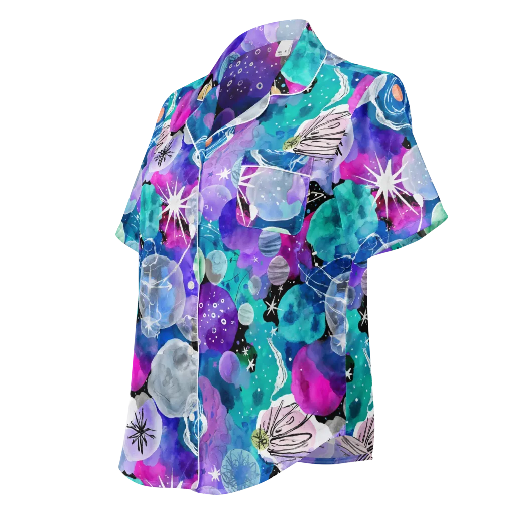 Stellar Bouquet on Women's Short Sleeve Pajama Top — Left Front
