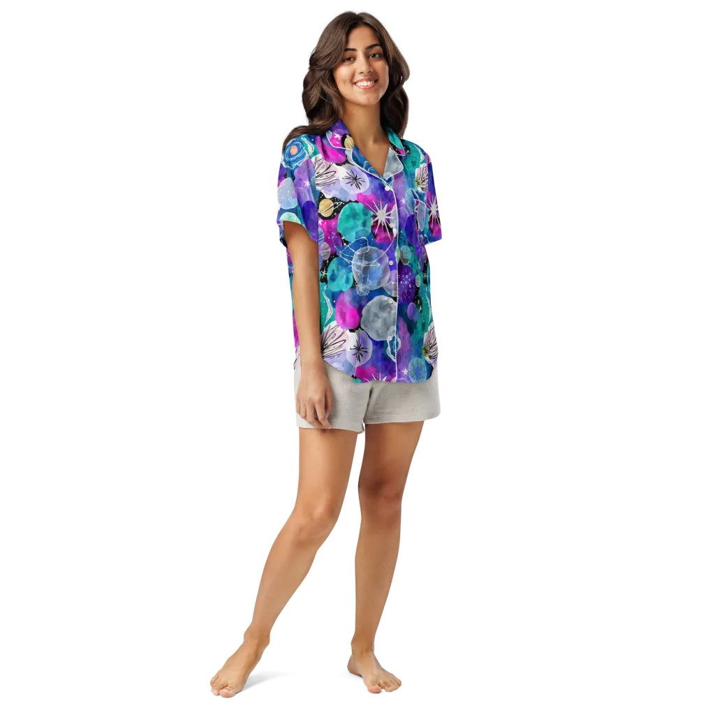 Stellar Bouquet on Women's Short Sleeve Pajama Top — Front