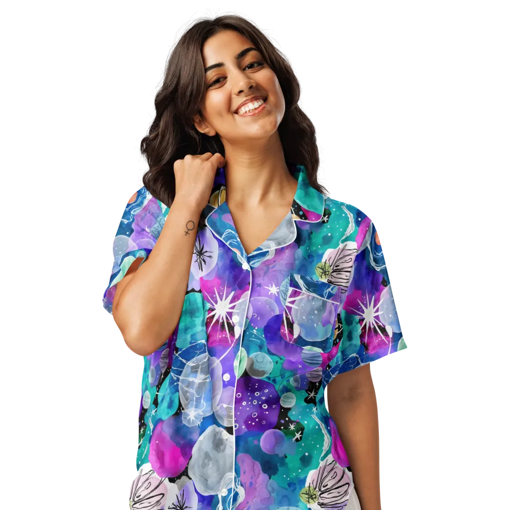 Stellar Bouquet on Women's Short Sleeve Pajama Top — Front
