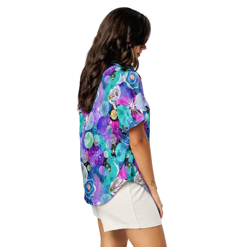 Stellar Bouquet on Women's Short Sleeve Pajama Top — Right Back