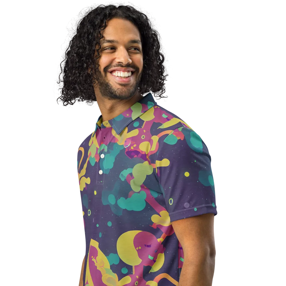 Cosmic Playroom on Men's Slim Fit Polo Shirt — Left Front