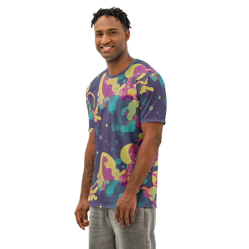 Cosmic Playroom on Men's Cotton Crew Neck T-Shirt — Left Front