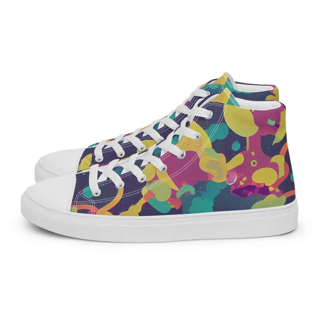 Cosmic Playroom on Men's High Top Canvas Shoes — Left