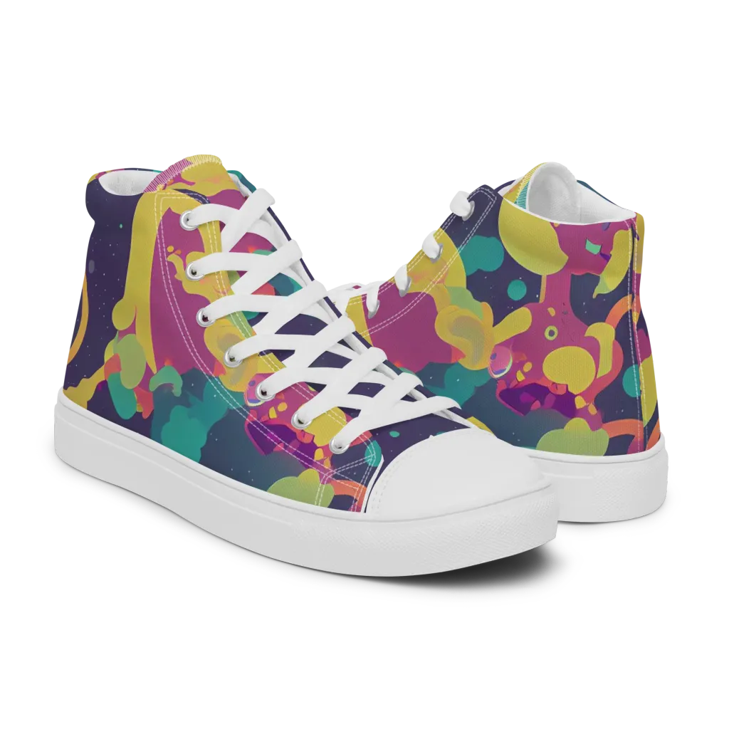 Cosmic Playroom on Men's High Top Canvas Shoes — Right