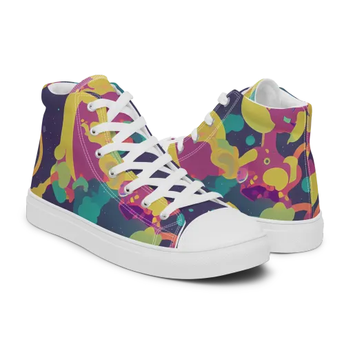 Cosmic Playroom on a Men's High Top Canvas Shoes