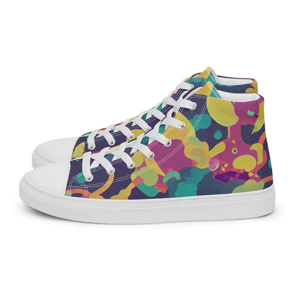 Cosmic Playroom on Women's High Top Canvas Shoes — Left
