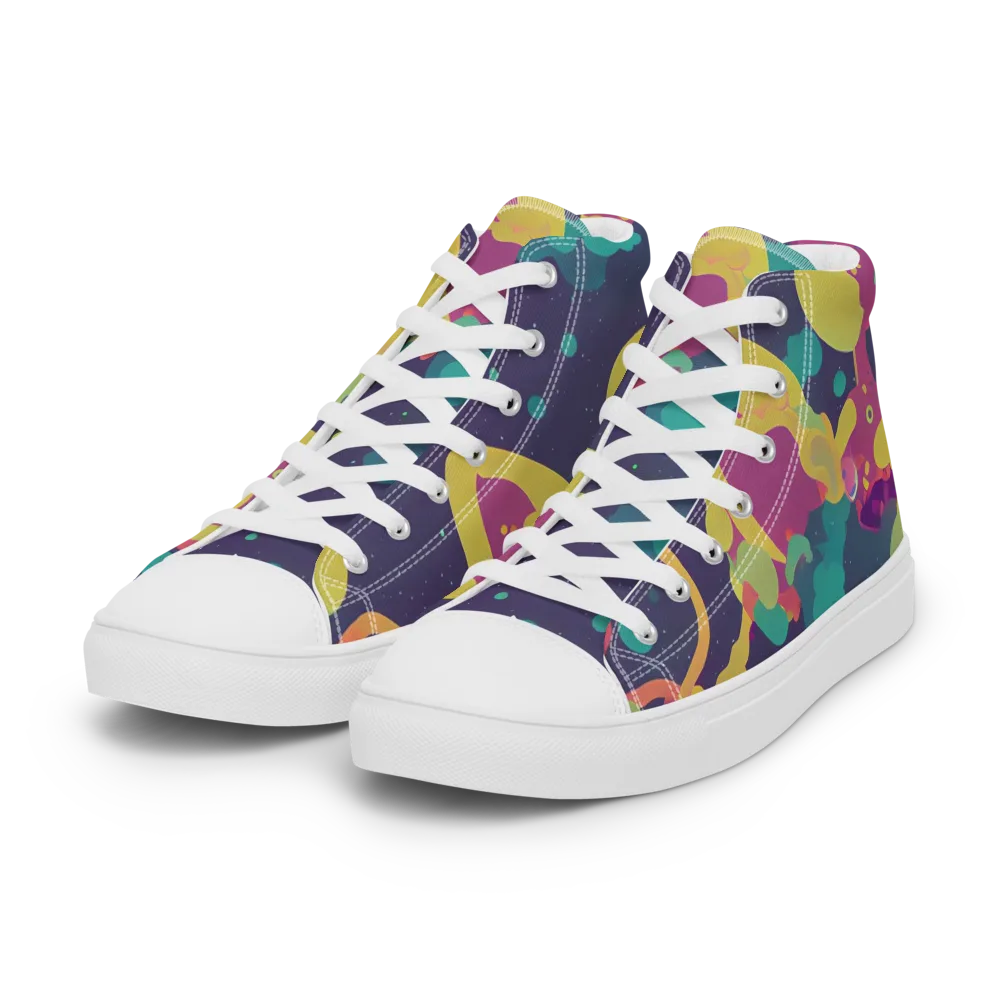 Cosmic Playroom on Women's High Top Canvas Shoes — Left Front
