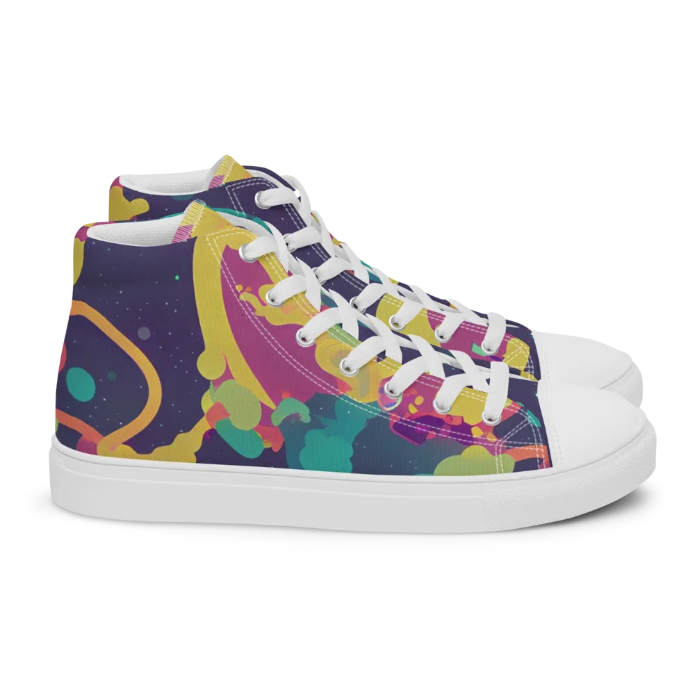Cosmic Playroom on Women's High Top Canvas Shoes — Right