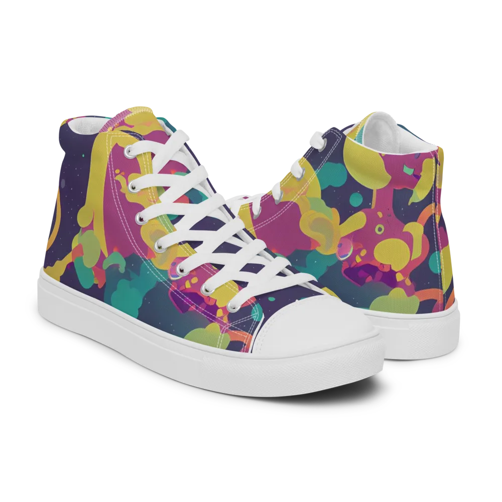 Cosmic Playroom on Women's High Top Canvas Shoes — Right