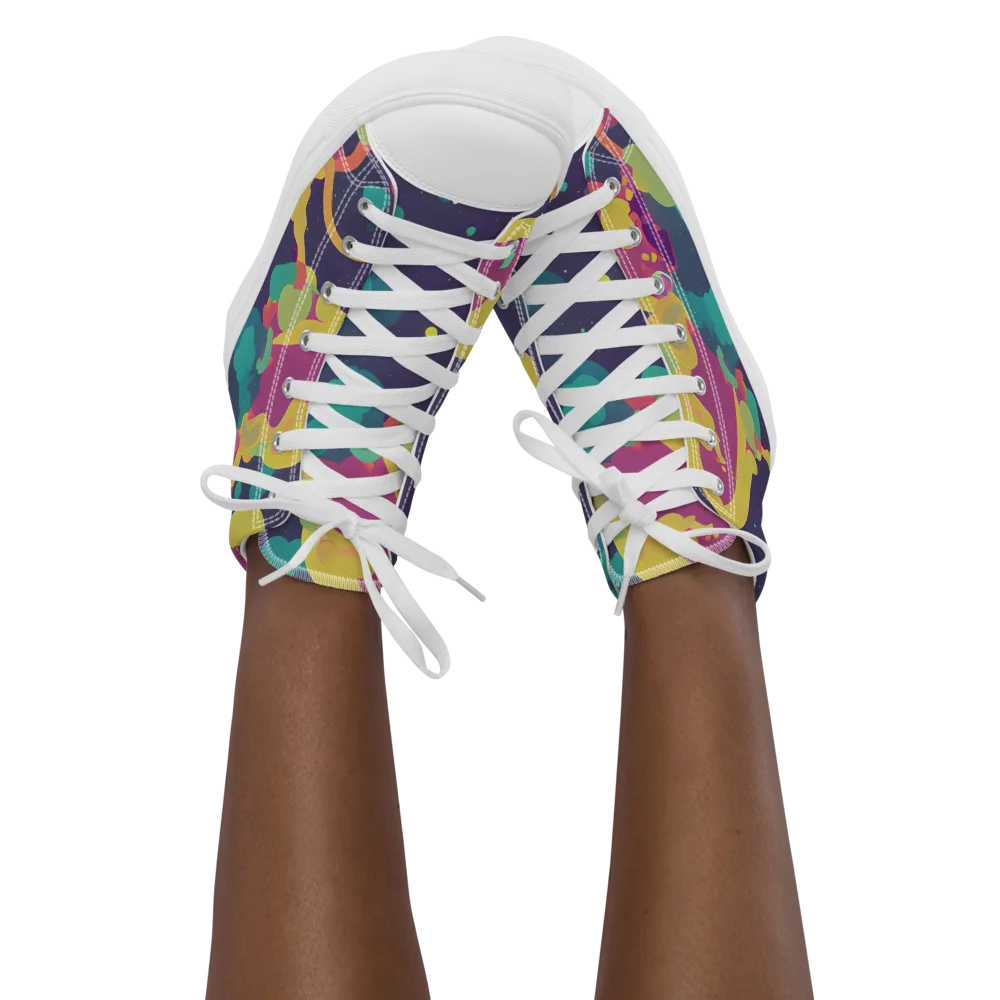 Cosmic Playroom on Women's High Top Canvas Shoes — Front