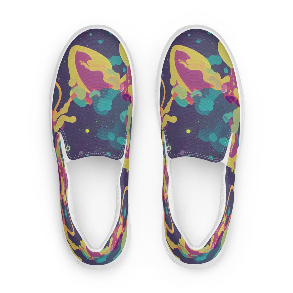 Cosmic Playroom on Men's Slip-On Canvas Shoes — Front