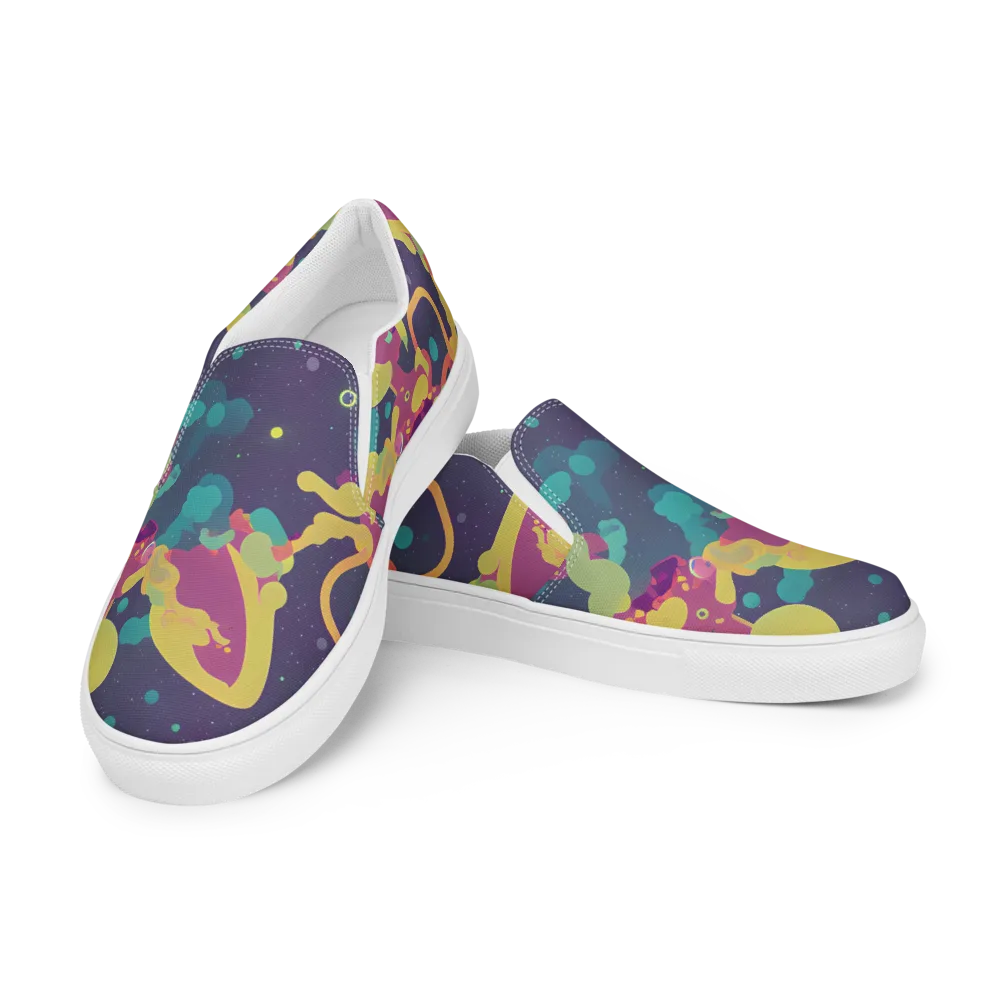 Cosmic Playroom on Men's Slip-On Canvas Shoes — Left Front