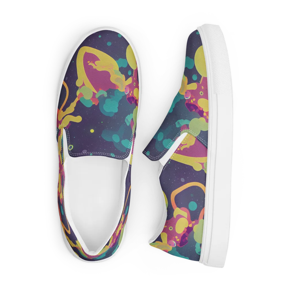 Cosmic Playroom on Men's Slip-On Canvas Shoes — Front