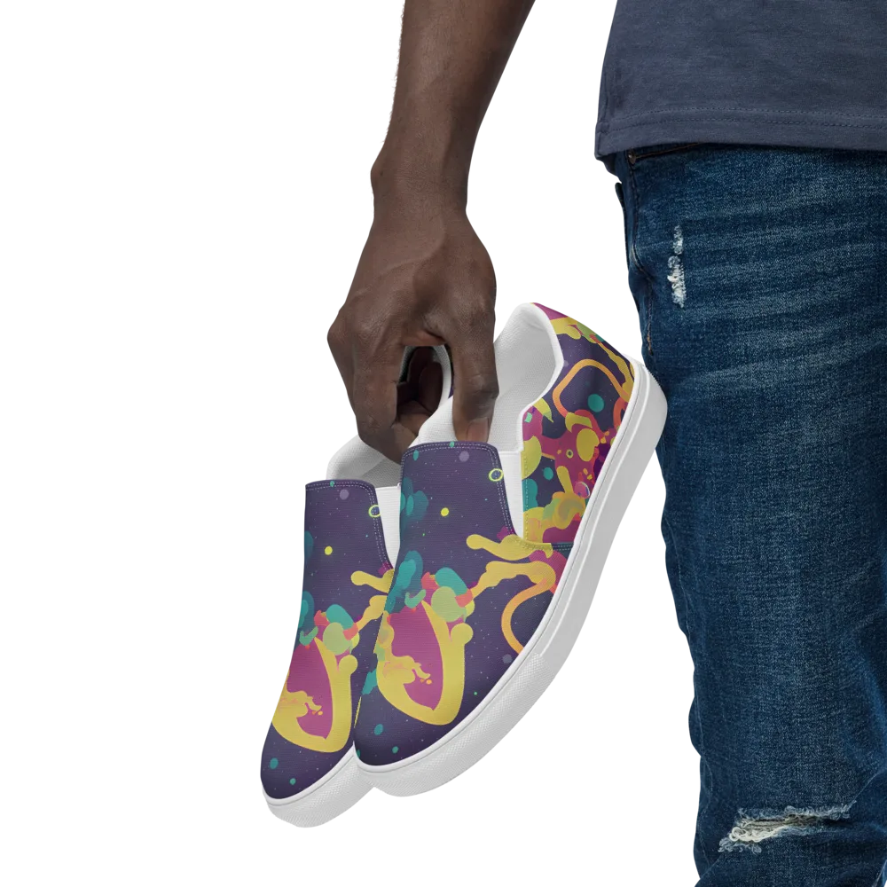 Cosmic Playroom on Men's Slip-On Canvas Shoes — Left Front