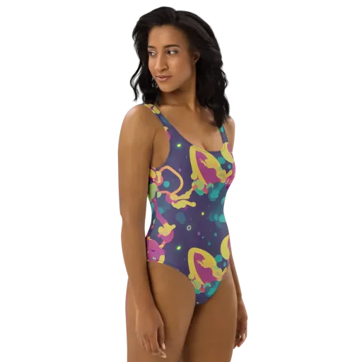 Cosmic Playroom on a One-Piece Swimsuit