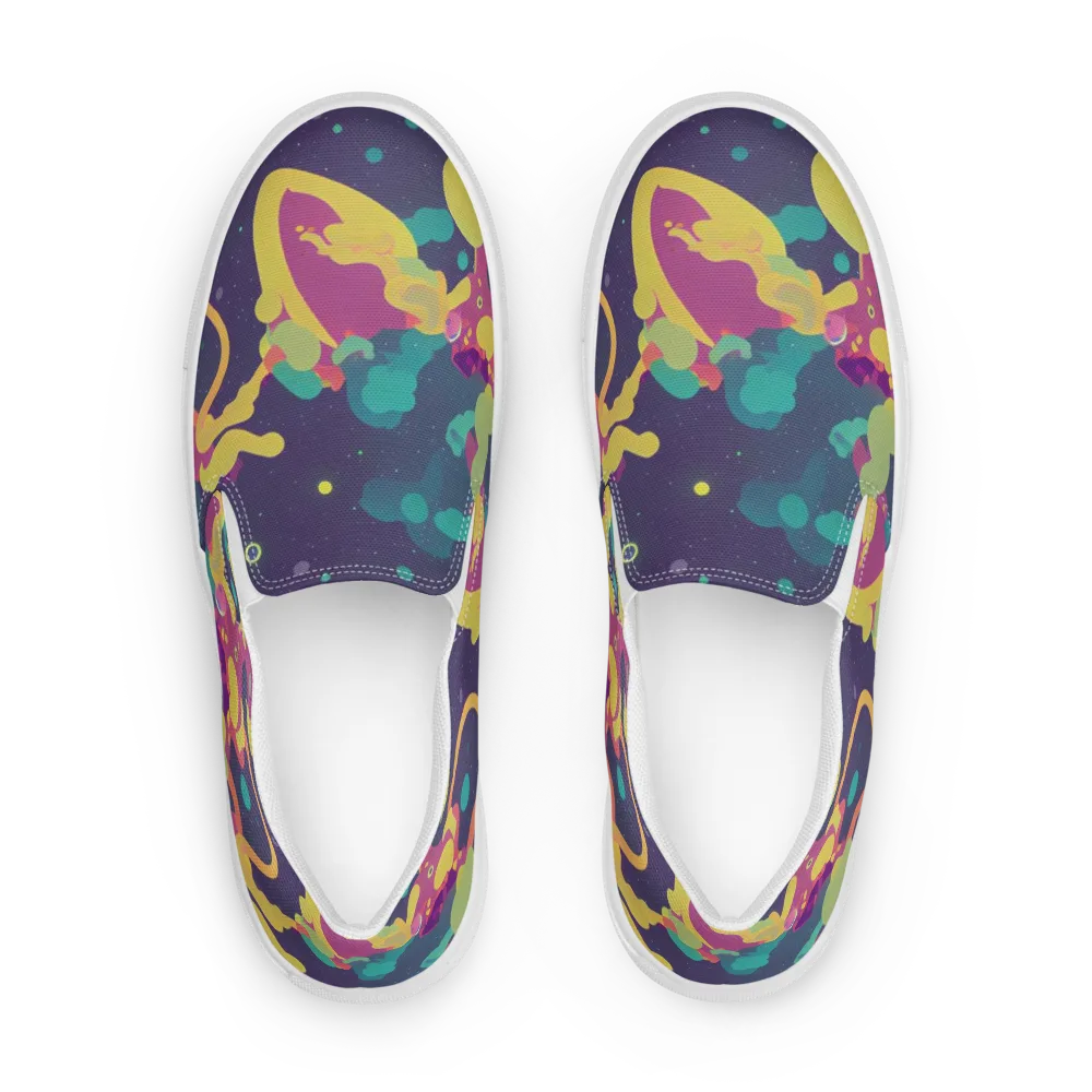 Cosmic Playroom on Women's Slip-On Canvas Shoes — Front