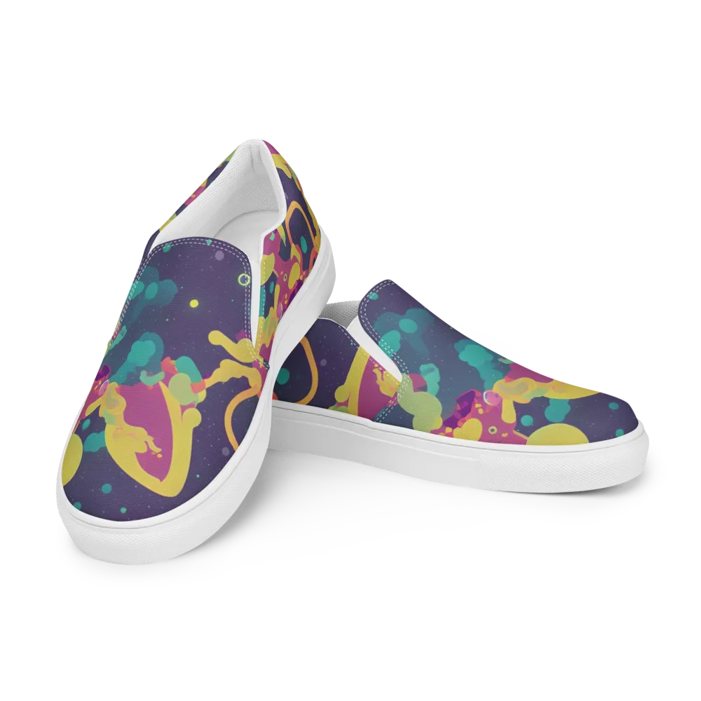 Cosmic Playroom on Women's Slip-On Canvas Shoes — Left Front