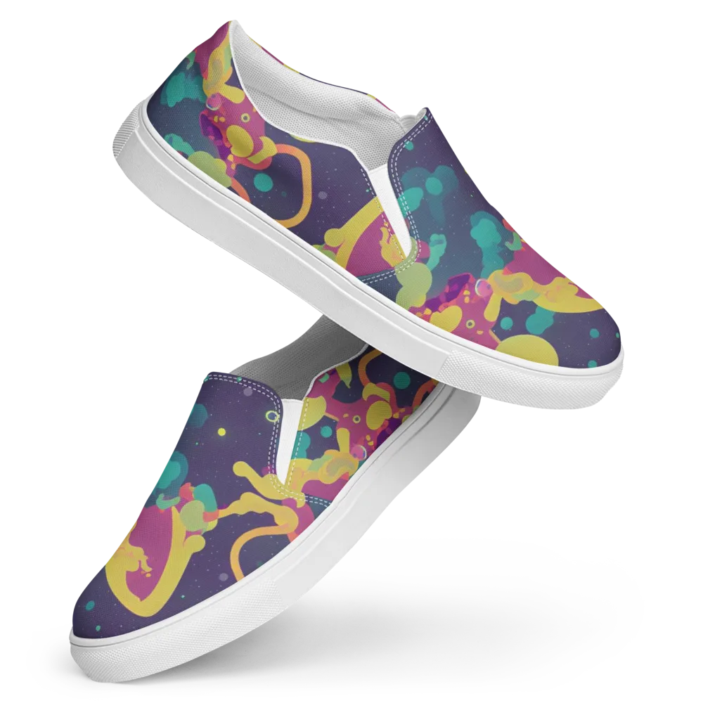 Cosmic Playroom on Women's Slip-On Canvas Shoes — Front